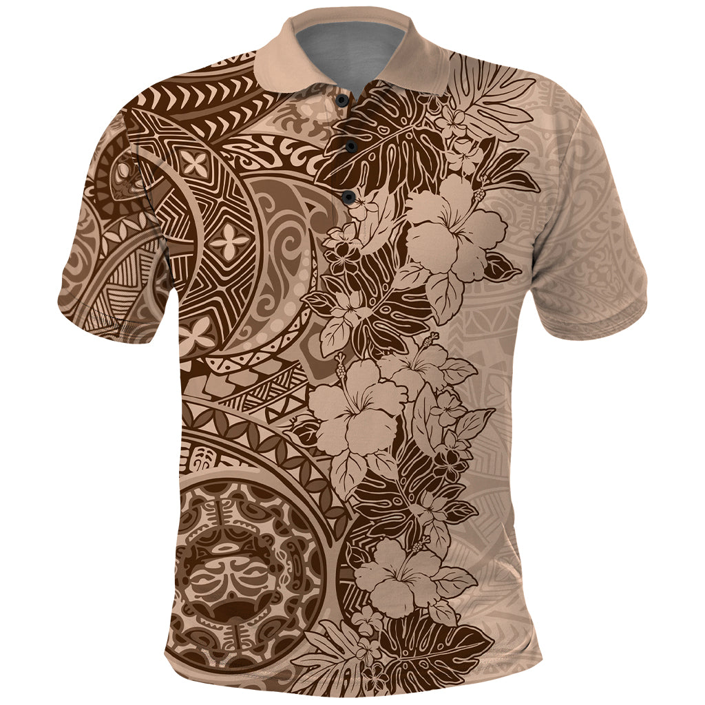 Polynesia Polo Shirt Hibiscus and Hawaiian Tribal Tattoo Retro Style Pink Pastel LT9 Pink Pastel - Polynesian Pride