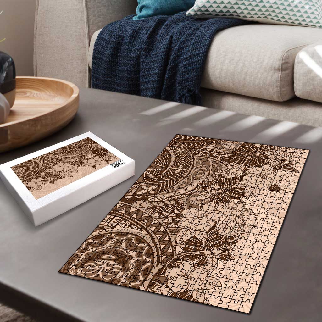 Polynesia Puzzle Hibiscus Hawaiian Tribal Tattoo Retro Pink Pastel - Polynesian Pride