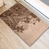 Polynesia Rubber Doormat Hibiscus and Hawaiian Tribal Tattoo Retro Style Pink Pastel LT9 - Polynesian Pride