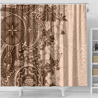 Polynesia Shower Curtain Hibiscus and Hawaiian Tribal Tattoo Retro Style Pink Pastel LT9 - Polynesian Pride