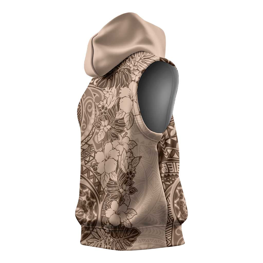 Polynesia Sleeveless Hoodie Hibiscus Hawaiian Tribal Tattoo Retro Pink Pastel - Polynesian Pride
