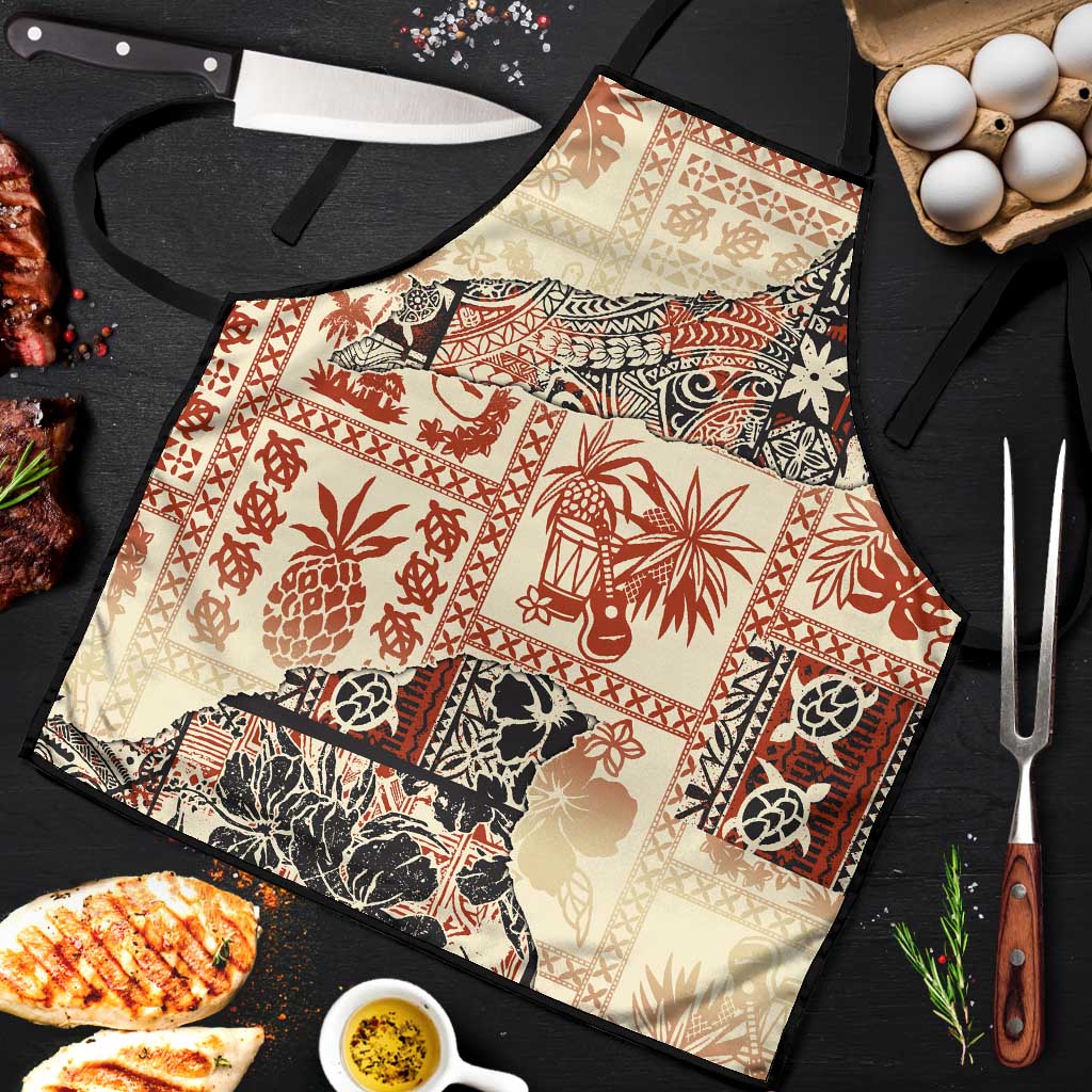 Hawaii Beige Version Apron Aloha Tribal Pattern LT9 Beige - Polynesian Pride