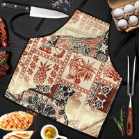 Hawaii Beige Version Apron Aloha Tribal Pattern LT9 Beige - Polynesian Pride