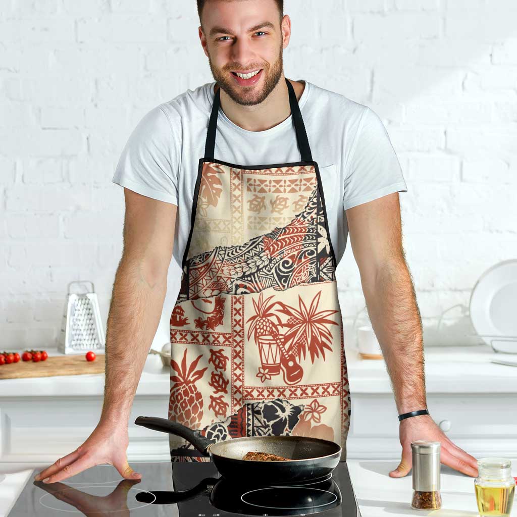 Hawaii Beige Version Apron Aloha Tribal Pattern LT9 - Polynesian Pride