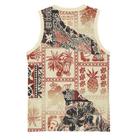 Hawaii Beige Version Basketball Jersey Aloha Tribal Pattern LT9 - Polynesian Pride