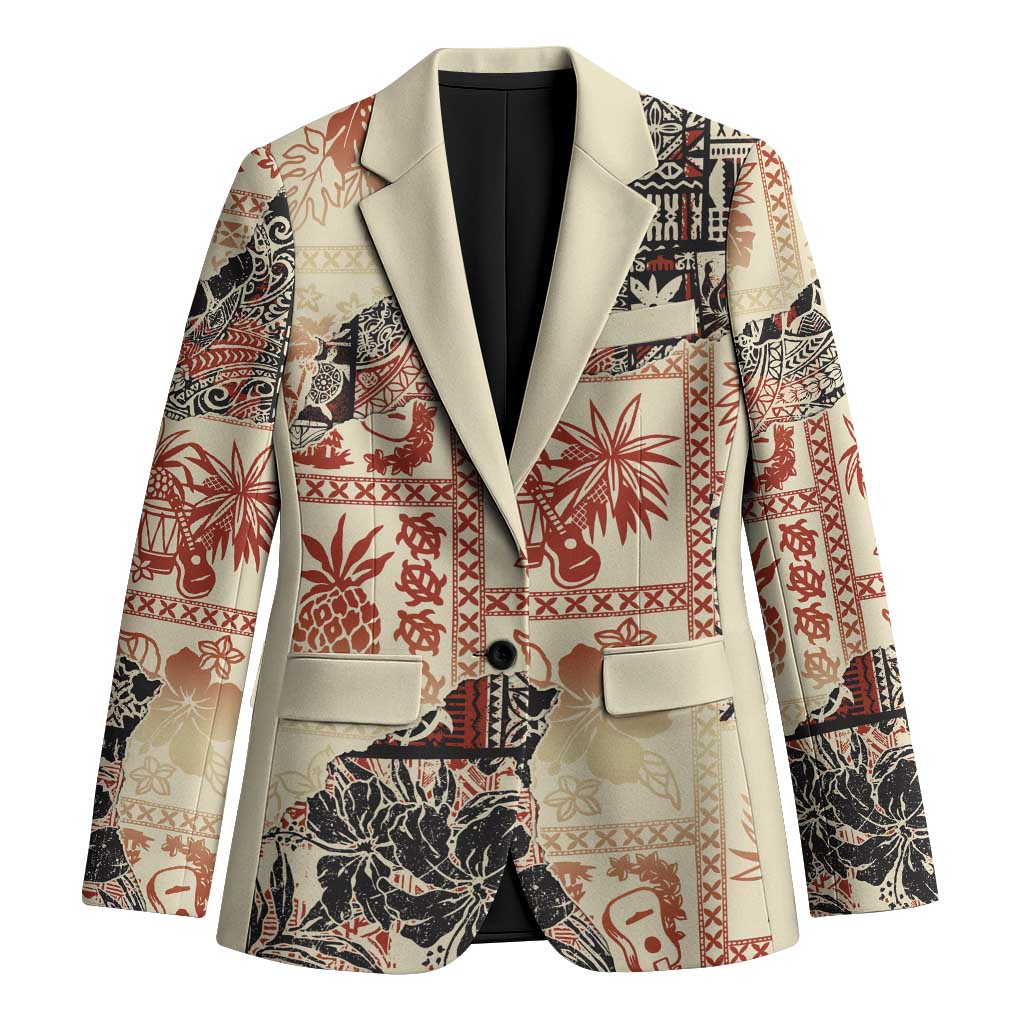 Hawaii Beige Version Blazer Aloha Tribal Pattern LT9 Unisex Beige - Polynesian Pride