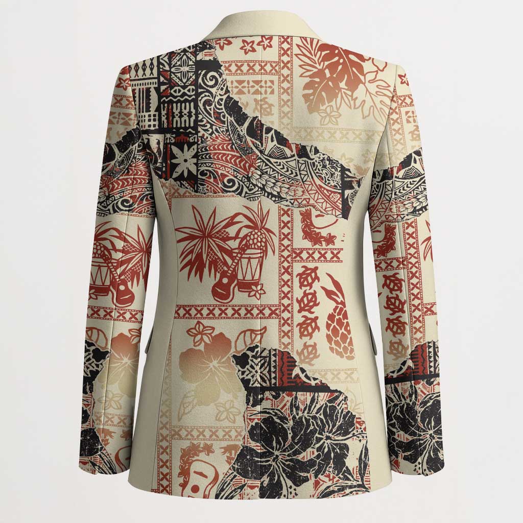 Hawaii Beige Version Blazer Aloha Tribal Pattern LT9 - Polynesian Pride
