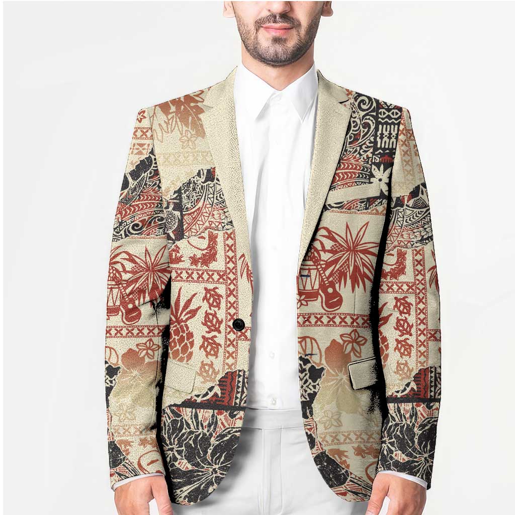 Hawaii Beige Version Blazer Aloha Tribal Pattern LT9 - Polynesian Pride