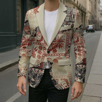 Hawaii Beige Version Blazer Aloha Tribal Pattern LT9 - Polynesian Pride