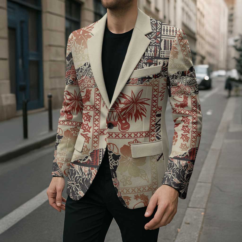 Hawaii Beige Version Blazer Aloha Tribal Pattern LT9 - Polynesian Pride