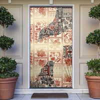 Hawaii Beige Version Door Cover Aloha Tribal Pattern - Polynesian Pride