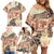 Hawaii Family Matching Off Shoulder Short Dress and Hawaiian Shirt Aloha Tribal Pattern Beige Version LT9 - Polynesian Pride