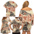 Hawaii Family Matching Off Shoulder Short Dress and Hawaiian Shirt Aloha Tribal Pattern Beige Version LT9 - Polynesian Pride