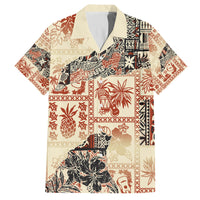 Hawaii Family Matching Summer Maxi Dress and Hawaiian Shirt Aloha Tribal Pattern Beige Version LT9 Dad's Shirt - Short Sleeve Beige - Polynesian Pride