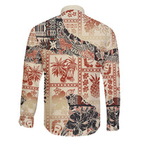 Hawaii Family Matching Tank Maxi Dress and Hawaiian Shirt Aloha Tribal Pattern Beige Version LT9 - Polynesian Pride