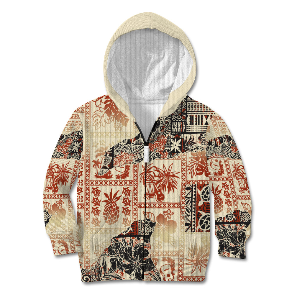 Hawaii Kid Hoodie Aloha Tribal Pattern Beige Version LT9 - Polynesian Pride