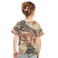 Hawaii Kid T Shirt Aloha Tribal Pattern Beige Version LT9 - Polynesian Pride