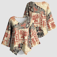 Hawaii Beige Version Kimono Sleeve Blouse Aloha Tribal Pattern LT9 - Polynesian Pride