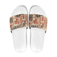 Hawaii Beige Version Slide Sandals Aloha Tribal Pattern - Polynesian Pride