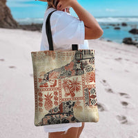 Hawaii Beige Version Tote Bag Aloha Tribal Pattern - Polynesian Pride