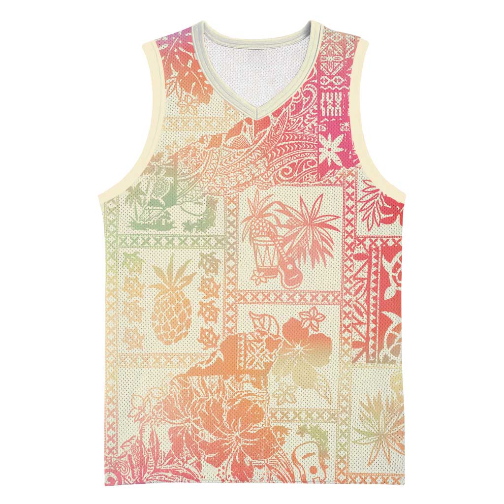 Hawaii Sweat Pink Ombre Basketball Jersey Aloha Tribal Pattern LT9 Unisex Pink - Polynesian Pride