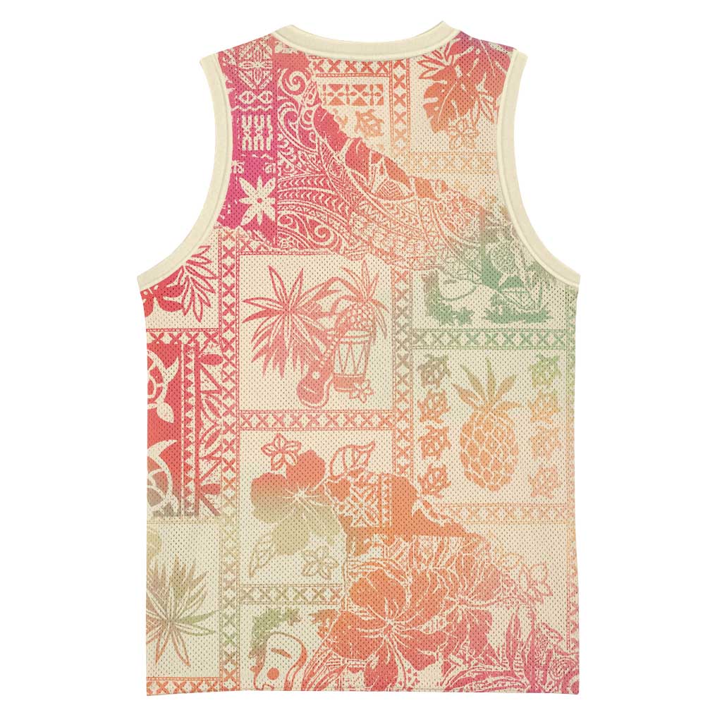 Hawaii Sweat Pink Ombre Basketball Jersey Aloha Tribal Pattern LT9 - Polynesian Pride