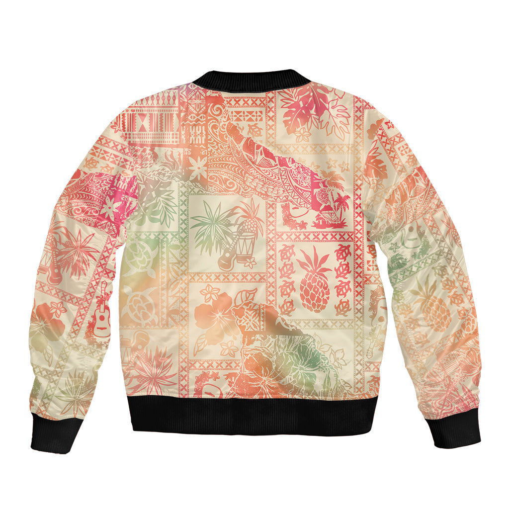 Hawaii Bomber Jacket Aloha Tribal Pattern Sweat Pink Ombre LT9 - Polynesian Pride