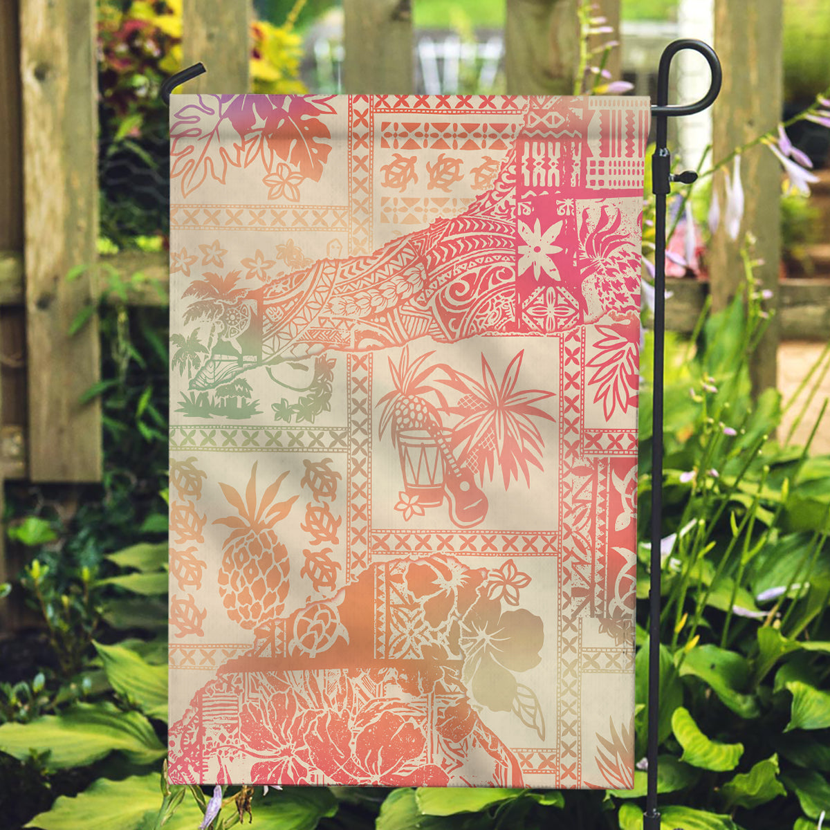 Hawaii Garden Flag Aloha Tribal Pattern Sweat Pink Ombre LT9 Garden Flag Pink - Polynesian Pride