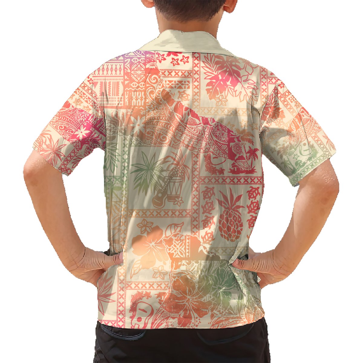 Hawaii Hawaiian Shirt Aloha Tribal Pattern Sweat Pink Ombre LT9 - Polynesian Pride