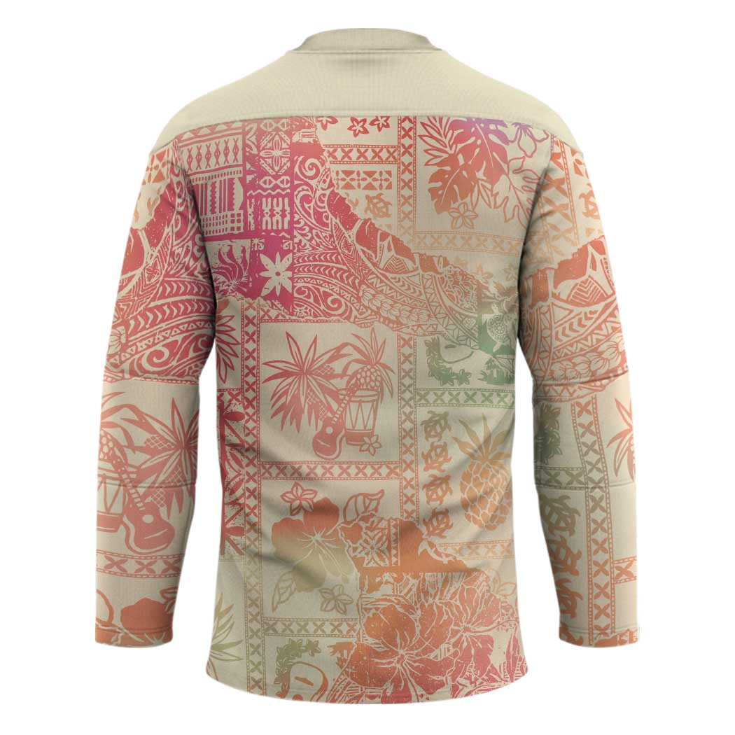 Hawaii Sweat Pink Ombre Hockey Jersey Aloha Tribal Pattern LT9 - Polynesian Pride