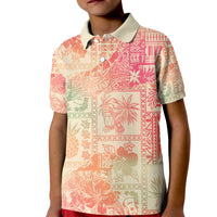 Hawaii Kid Polo Shirt Aloha Tribal Pattern Sweat Pink Ombre LT9 Kid Pink - Polynesian Pride