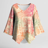 Hawaii Sweat Pink Ombre Kimono Sleeve Blouse Aloha Tribal Pattern LT9 Female Pink - Polynesian Pride
