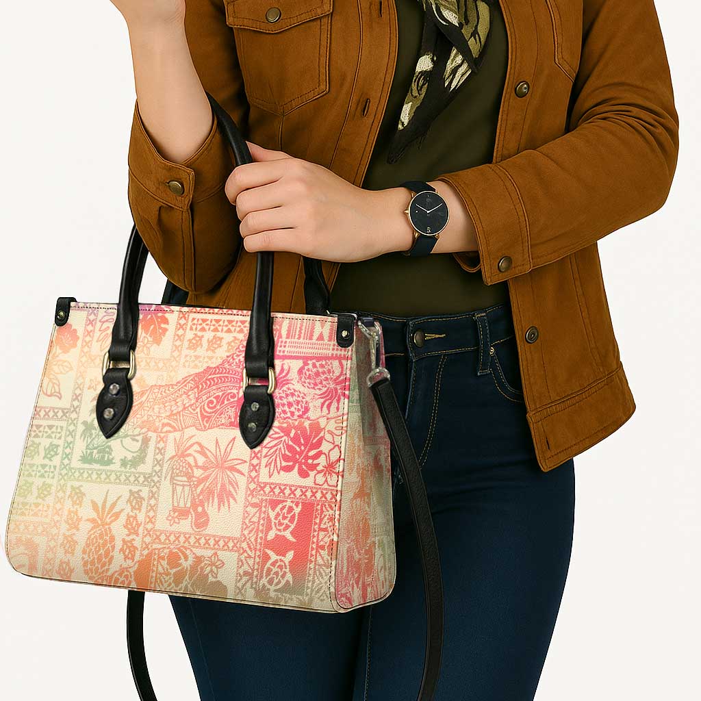 Hawaii Sweat Pink Ombre Leather Bag Aloha Tribal Pattern - Polynesian Pride