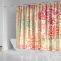 Hawaii Shower Curtain Aloha Tribal Pattern Sweat Pink Ombre LT9 - Polynesian Pride