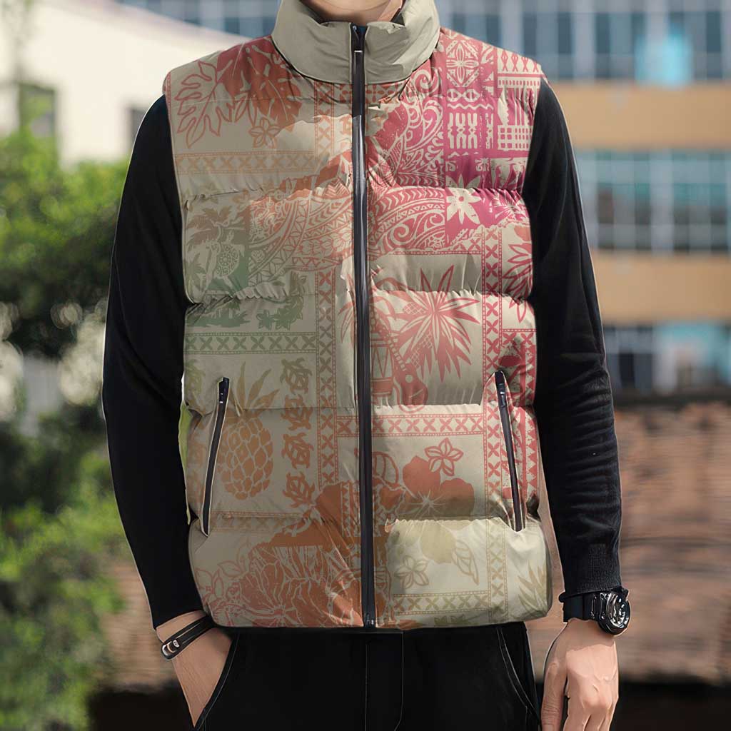 Hawaii Sweat Pink Ombre Sleeveless Puffer Jacket Aloha Tribal Pattern LT9 - Polynesian Pride