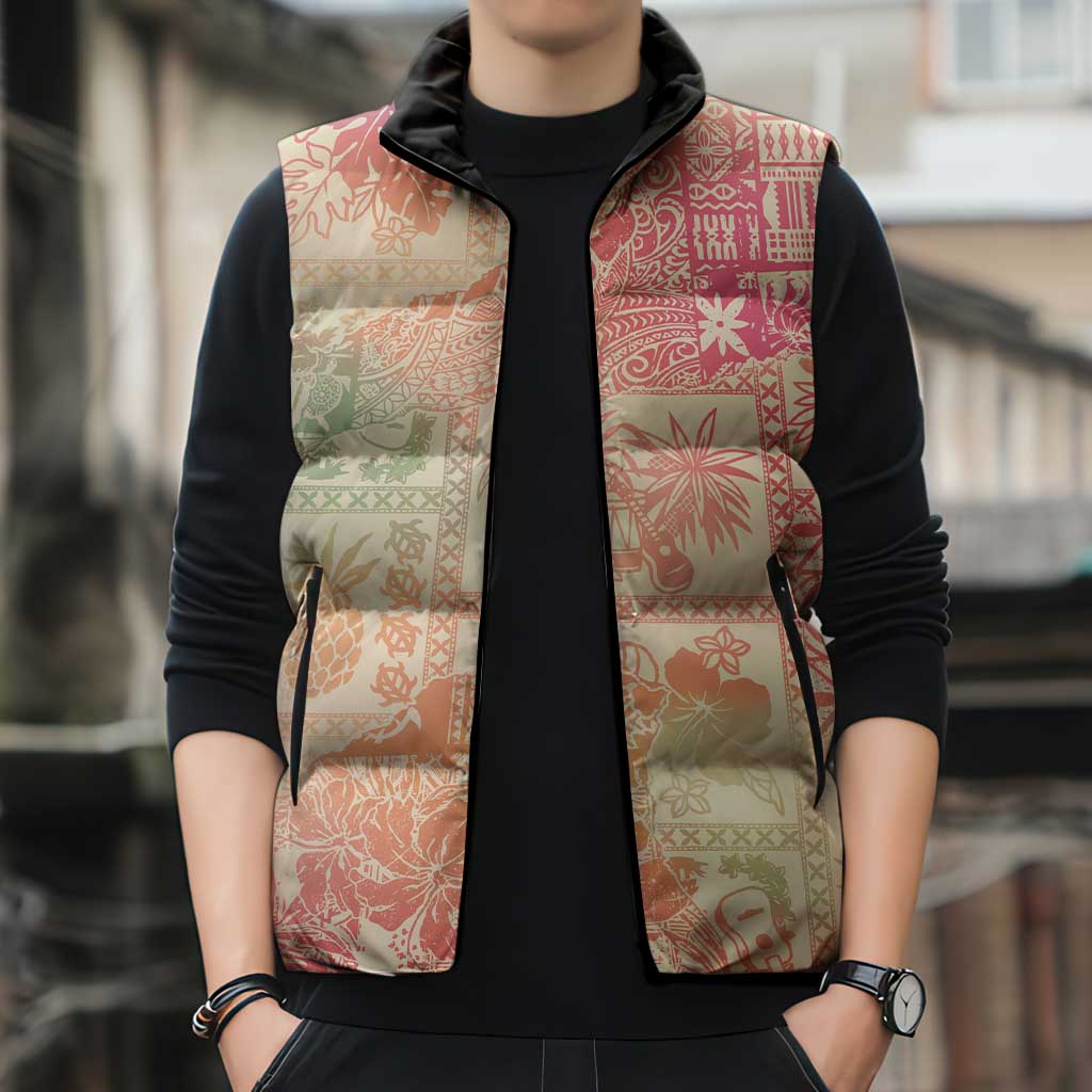 Hawaii Sweat Pink Ombre Sleeveless Puffer Jacket Aloha Tribal Pattern LT9 - Polynesian Pride