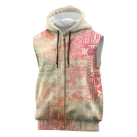 Hawaii Sweat Pink Ombre Sleeveless Zip Hoodie Aloha Tribal Pattern - Polynesian Pride