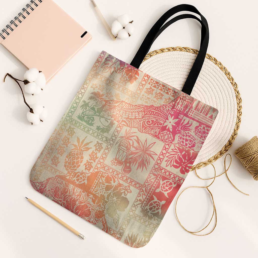 Hawaii Sweat Pink Ombre Tote Bag Aloha Tribal Pattern - Polynesian Pride