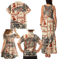 Aloha Hawaii Christmas Family Matching Tank Maxi Dress and Hawaiian Shirt Mele Kalikimaka Tapa Tribal Retro Style LT9 - Polynesian Pride
