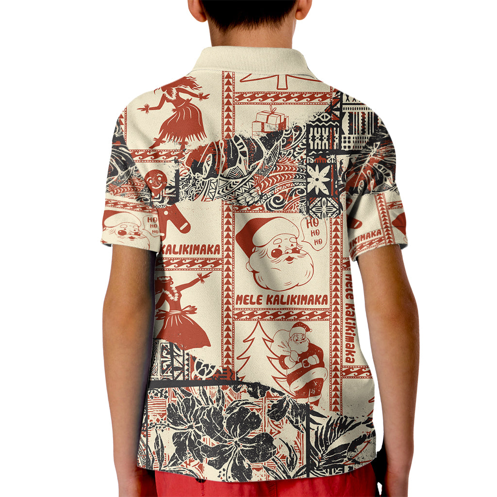 Aloha Hawaii Christmas Kid Polo Shirt Mele Kalikimaka Tapa Tribal Retro Style LT9 - Polynesian Pride