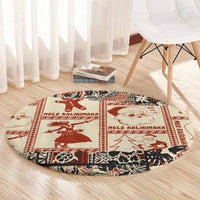 Aloha Hawaii Christmas Round Carpet Mele Kalikimaka Tapa Tribal Retro Style LT9 - Polynesian Pride