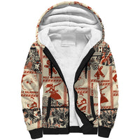 Aloha Hawaii Christmas Sherpa Hoodie Mele Kalikimaka Tapa Tribal Retro Style LT9 Unisex Beige - Polynesian Pride