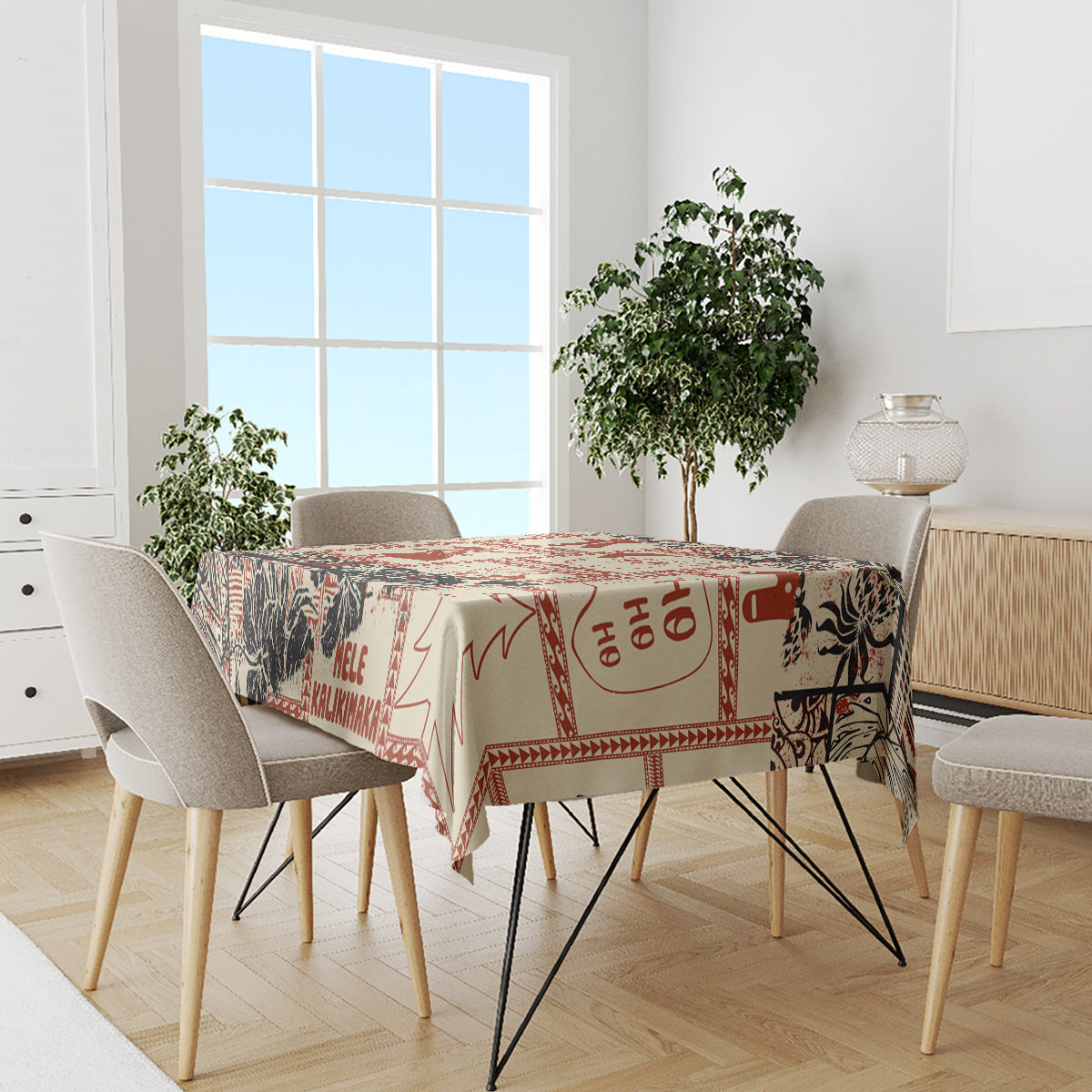 Aloha Hawaii Christmas Tablecloth Mele Kalikimaka Tapa Tribal Retro Style LT9 - Polynesian Pride