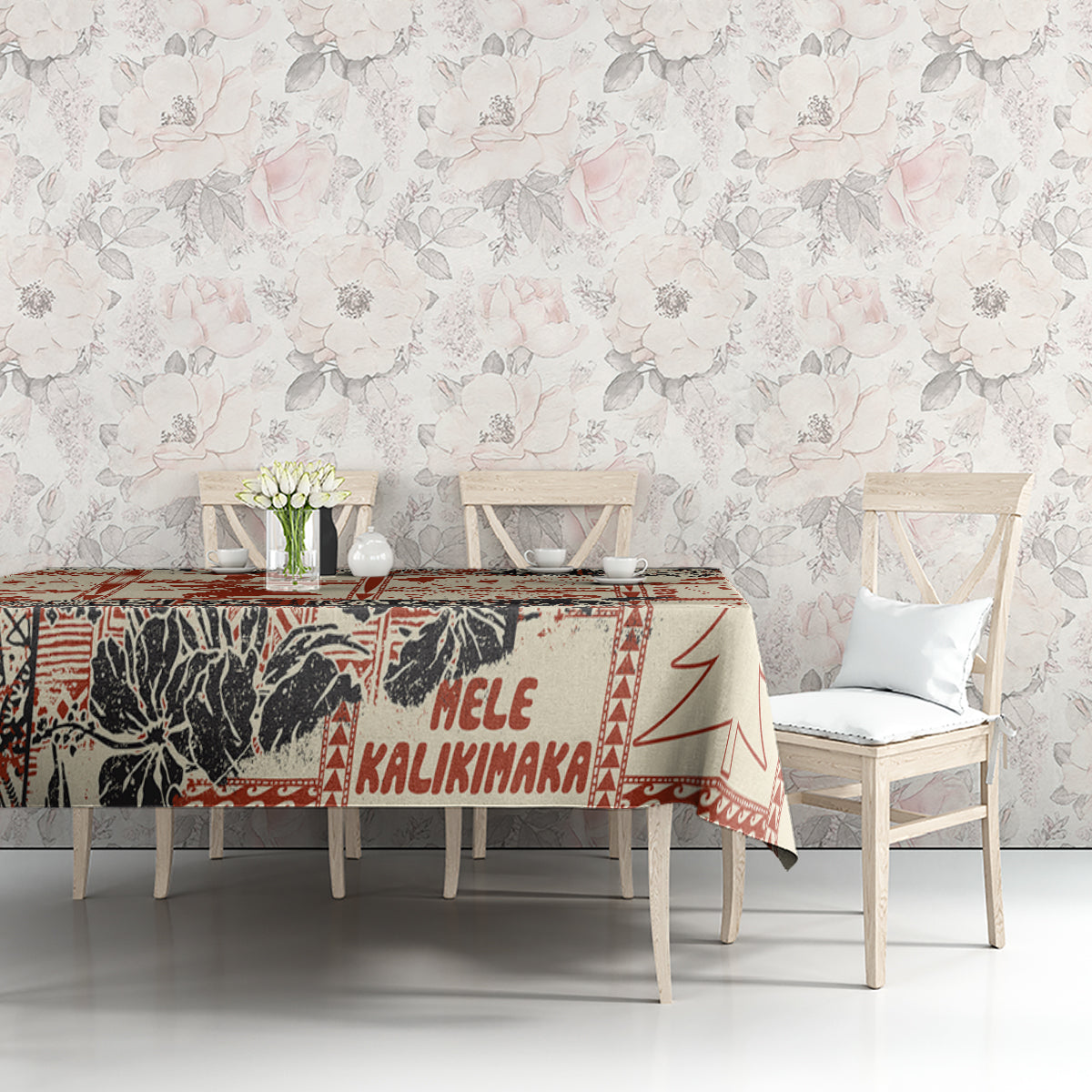 Aloha Hawaii Christmas Tablecloth Mele Kalikimaka Tapa Tribal Retro Style LT9 - Polynesian Pride