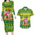 Cook Islands Christmas Couples Matching Long Sleeve Bodycon Dress and Hawaiian Shirt Santa Beach Meri Kiritimiti LT9 Green - Polynesian Pride