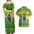 Cook Islands Christmas Couples Matching Off Shoulder Maxi Dress and Hawaiian Shirt Santa Beach Meri Kiritimiti LT9 - Polynesian Pride