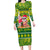 Cook Islands Christmas Family Matching Long Sleeve Bodycon Dress and Hawaiian Shirt Santa Beach Meri Kiritimiti LT9 Mom's Dress Green - Polynesian Pride