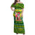 Cook Islands Christmas Family Matching Off Shoulder Maxi Dress and Hawaiian Shirt Santa Beach Meri Kiritimiti LT9 Mom's Dress Green - Polynesian Pride