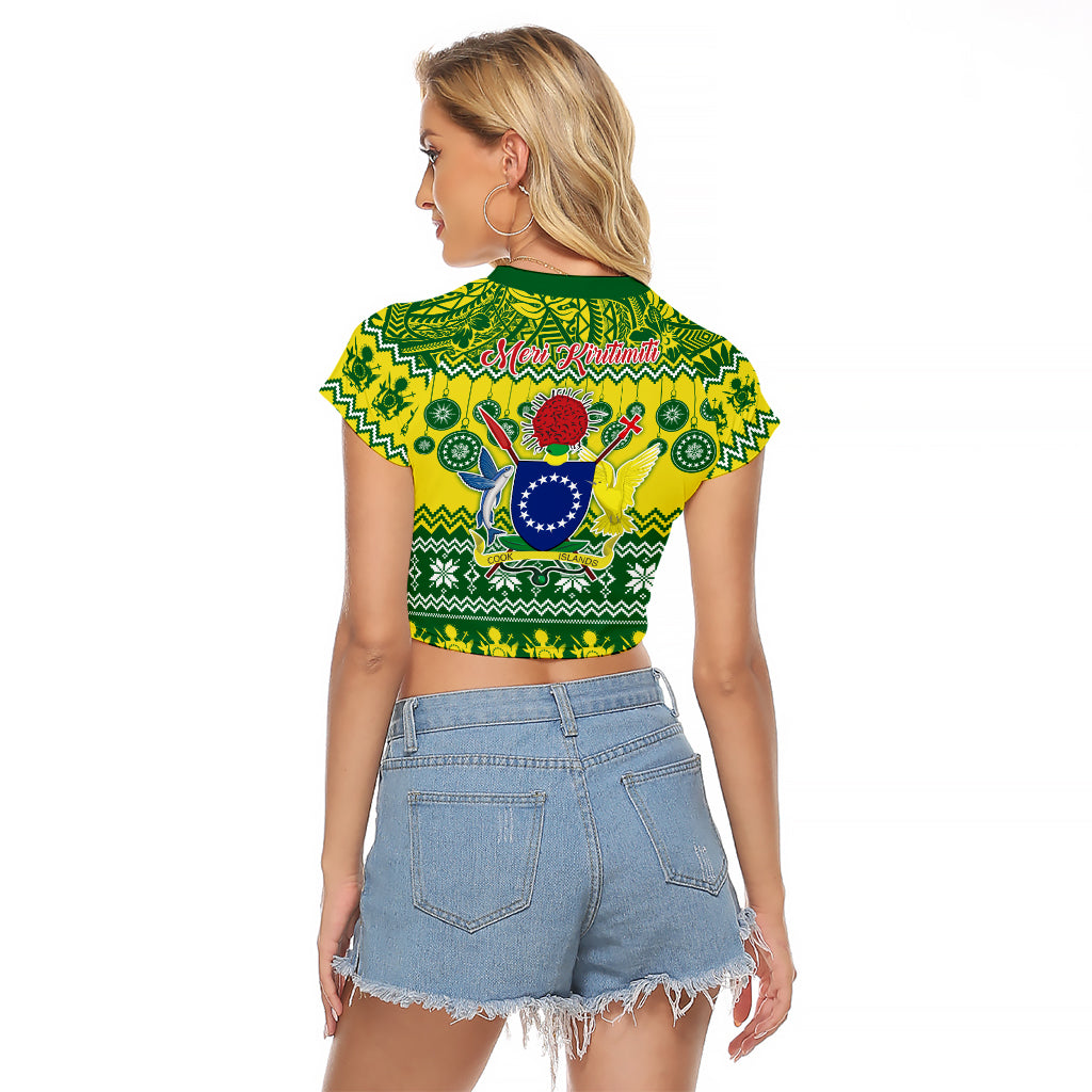 Cook Islands Christmas Raglan Cropped T Shirt Santa Beach Meri Kiritimiti LT9 - Polynesian Pride