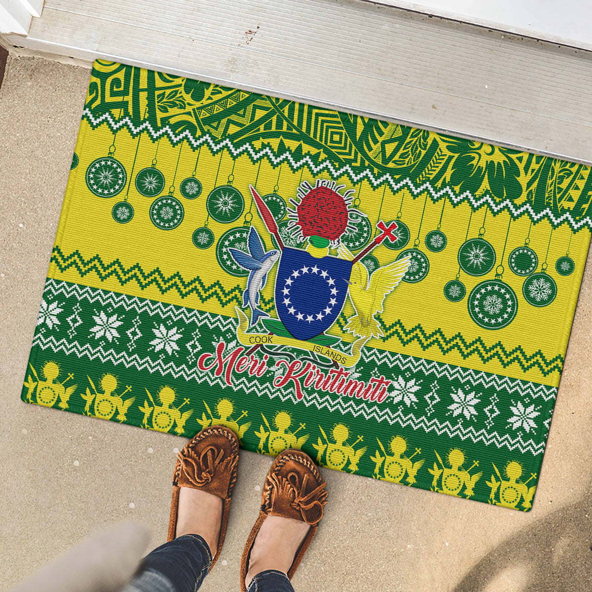 Cook Islands Christmas Rubber Doormat Santa Beach Meri Kiritimiti LT9 - Polynesian Pride